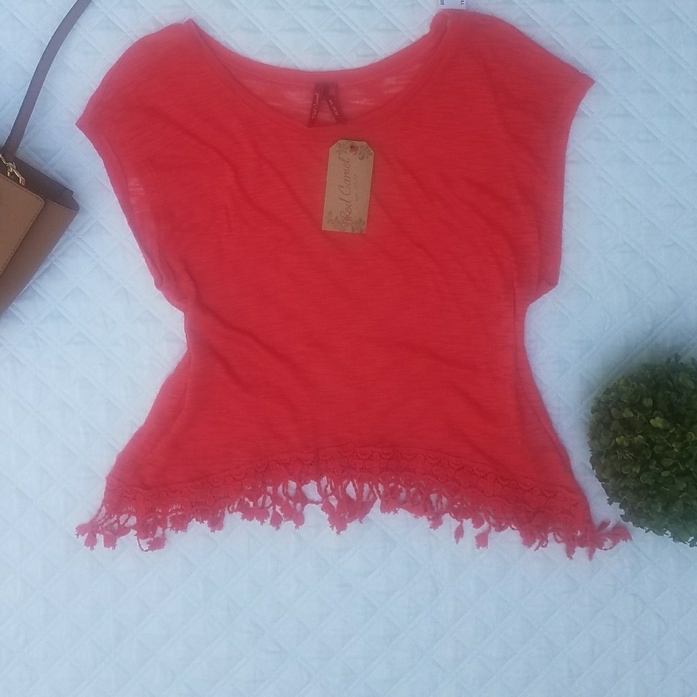 Red Camel fringed summer top